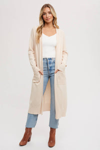 Long Line Open Front Cardigan - Shell