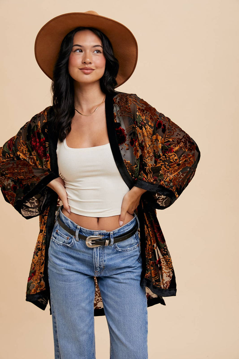 The Burnout Velvet Kimono