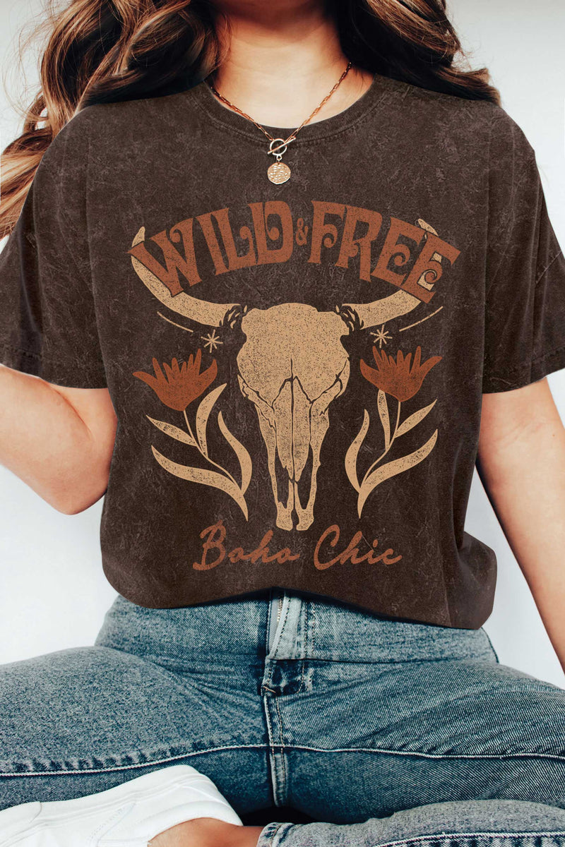 Wild Free Graphic Tee-Cocoa