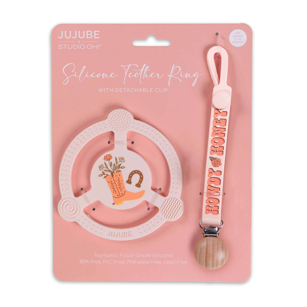 JuJuBe - Silicone Teether Ring with Detachable Clip Bloomin' Boot