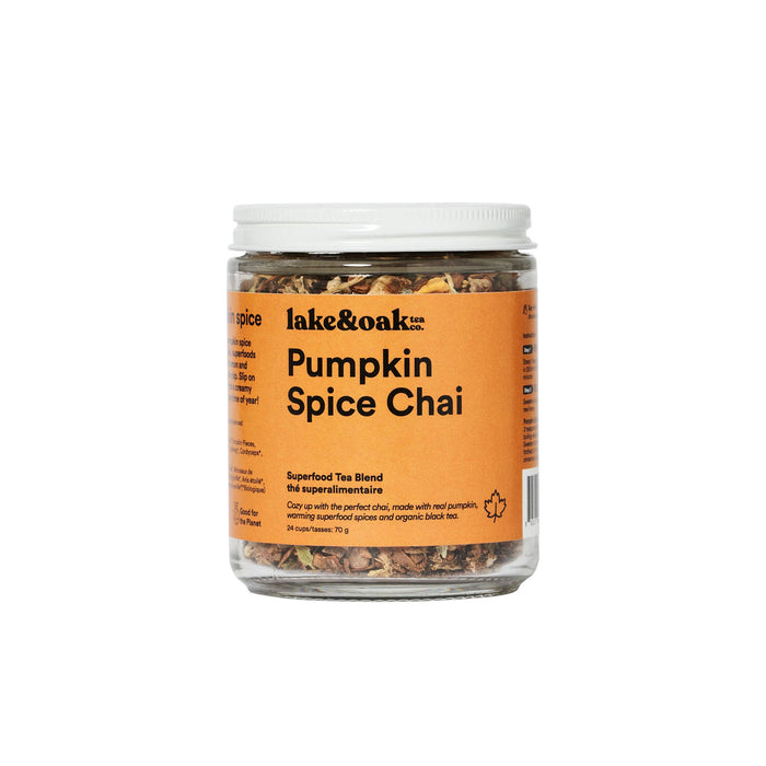 Lake & Oak Tea Co. - Pumpkin Spice Chai -  Superfood Tea Blend: Retail Glass Jar