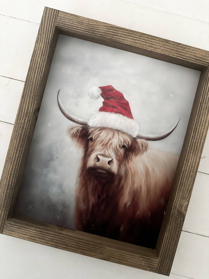 Ashwood Designs - Christmas Highland Cow: Dark Walnut / 9x11