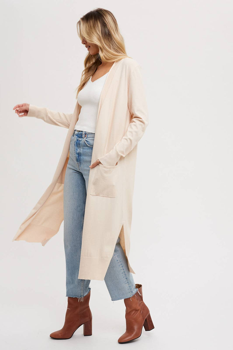 Long Line Open Front Cardigan - Shell