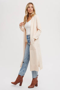 Long Line Open Front Cardigan - Shell