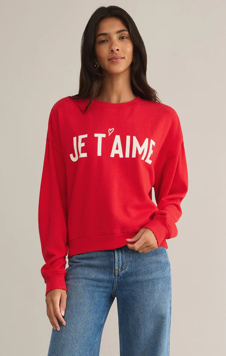 Z Supply First Date Sweatshirt-Cherry