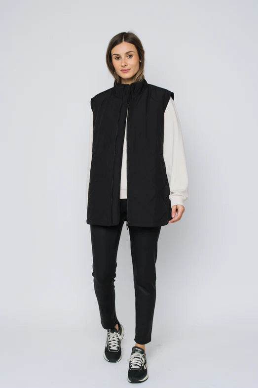 Orb Jules Quilted Vest-Black