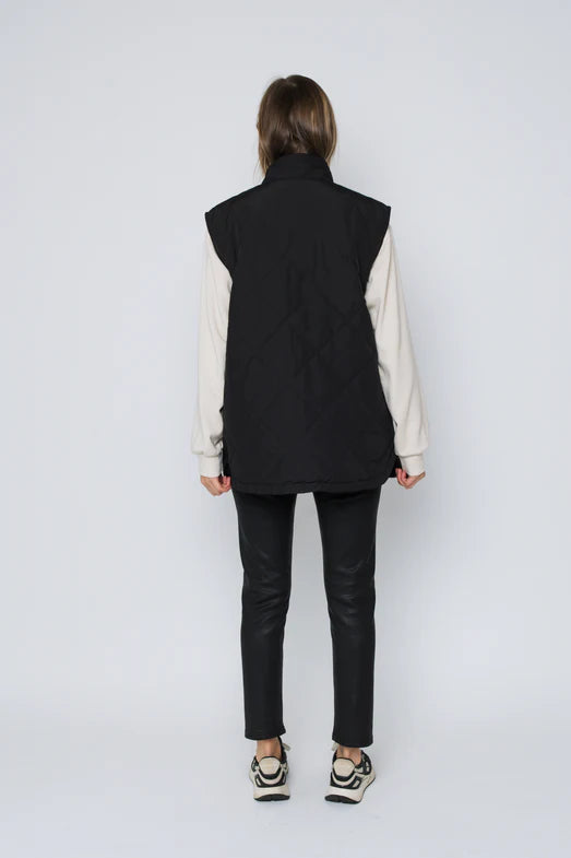 Orb Jules Quilted Vest-Black