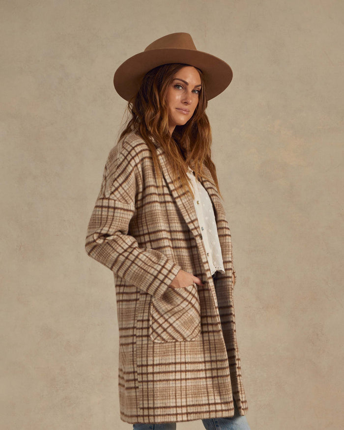 Rylee and Cru Longline Coat - Rustic Plaid