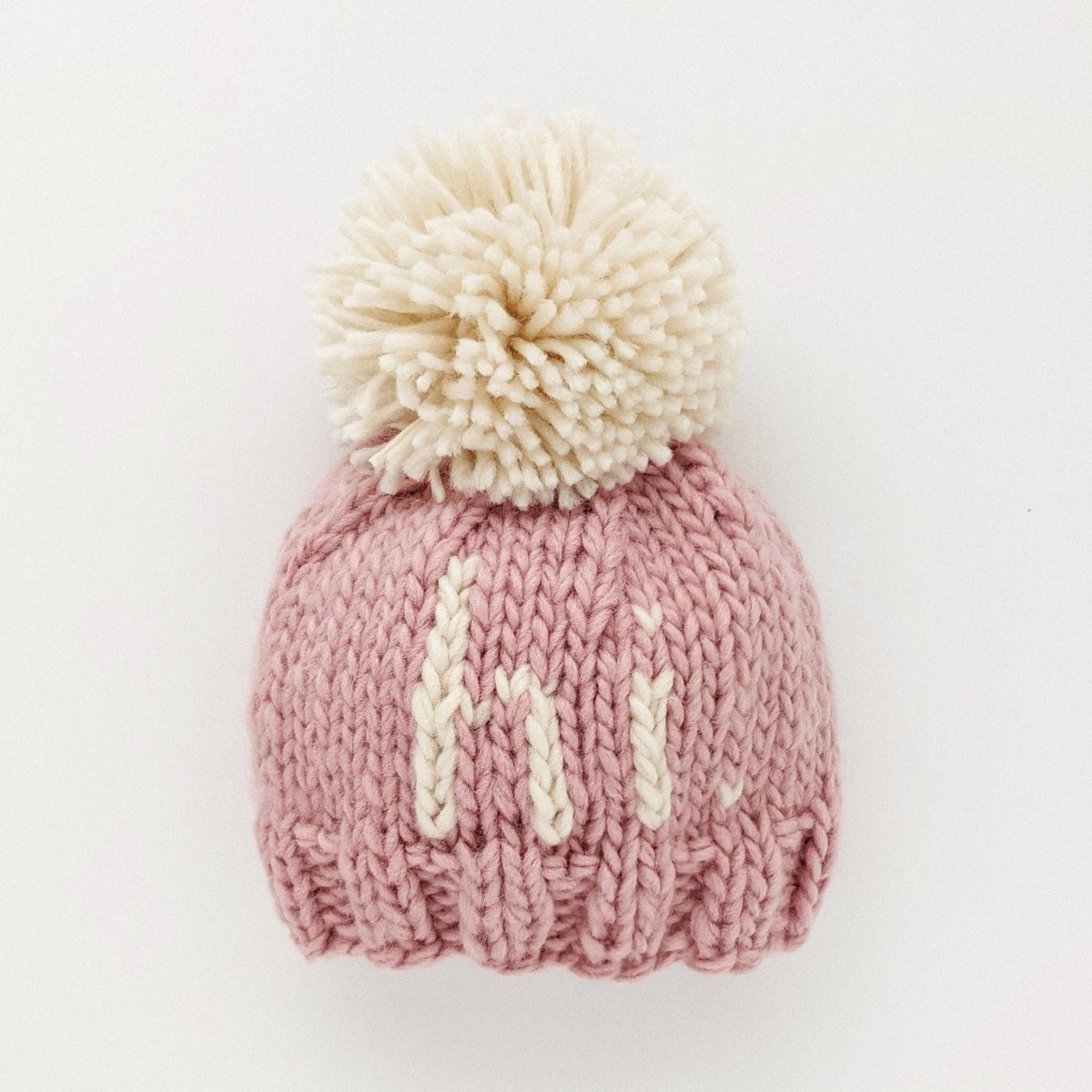 "hi" Beanie Hat - Rose